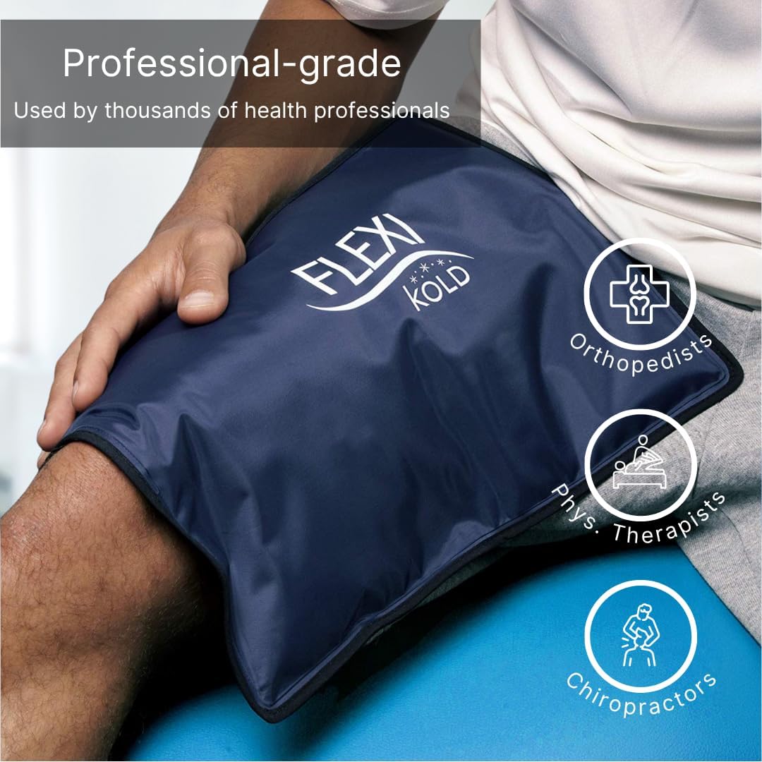 2 FlexiKold Gel Ice Packs (Standard Large: 10.5" x 14.5") - Reusable Cold Pack for Injuries, for Back Pain Relief, Migraine Relief Pad, After Surgery, Postpartum, Headache, Shoulder - 6300-COLD 2PK