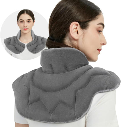 Microwavable Heat Pad for Neck and Shoulders, Weighted Microwave Moist Heating Wrap for Pain Relief Sore Muscle Stress Tension, Heated Wrap with Aromatherapy, Hot & Cold Compress, Grey