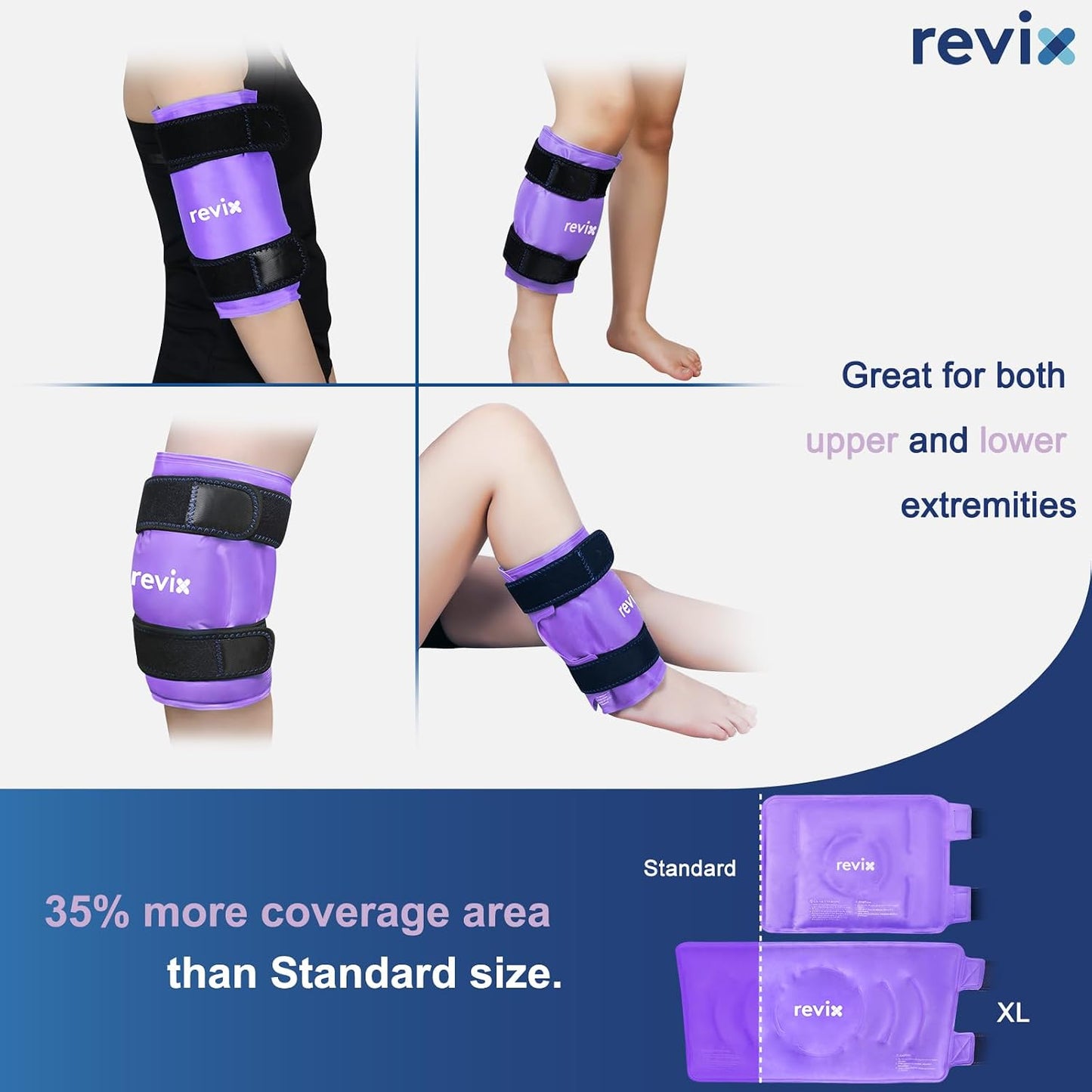 REVIX 19" Extra Large Knee Ice Pack Wrap Around Entire Knee, Reusable Gel Cold Pack for Discomfort and Post-Workout Fatigue, Cold Compress, Enhance Comfort and Recovery
