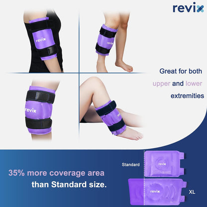 REVIX 19" Extra Large Knee Ice Pack Wrap Around Entire Knee, Reusable Gel Cold Pack for Discomfort and Post-Workout Fatigue, Cold Compress, Enhance Comfort and Recovery