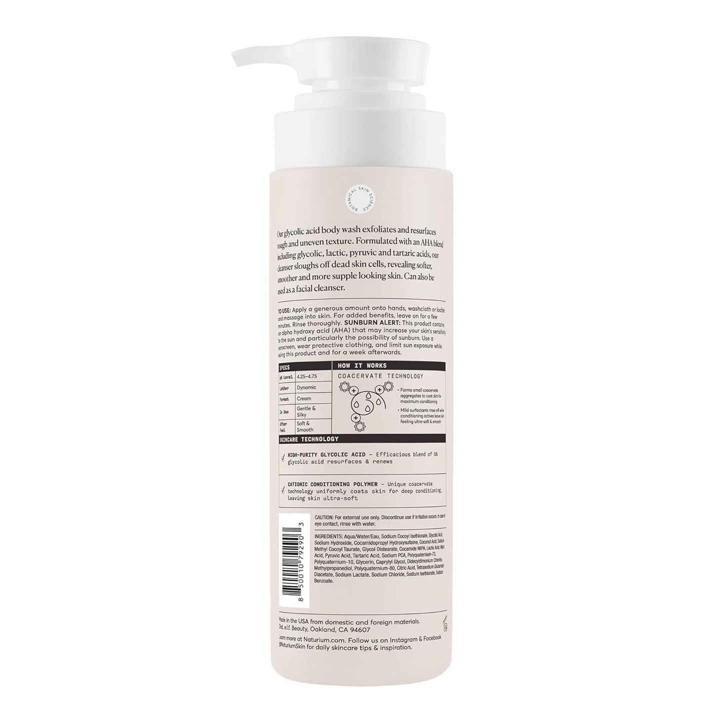 Naturium The Smoother Glycolic Acid Exfoliating Body Wash, Soft & Smoothing Cleanser, 16.9 oz