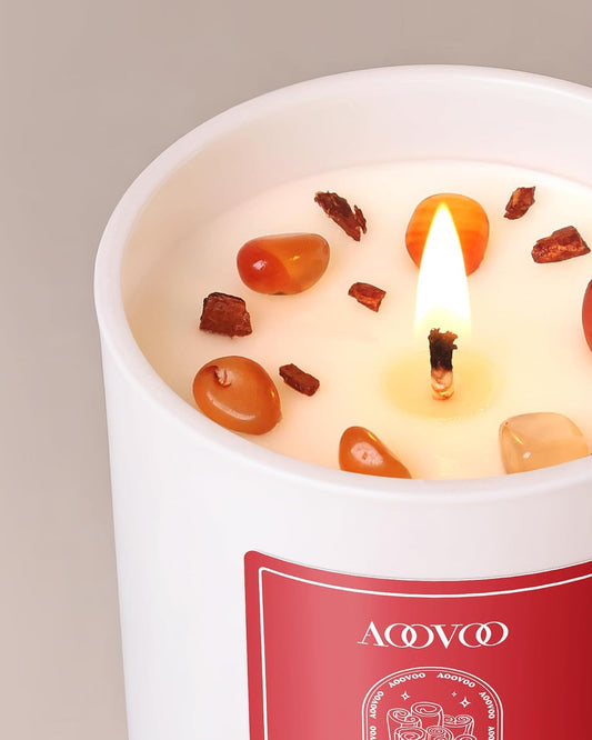 AOOVOO Lavender Scented Candles for Women - Aromatherapy Candle with Crystals Inside, 10oz Soy Candles for Home Scented, Birthday Gifts Mothers Day Candle for Women Mom