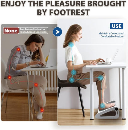 CasaZenith Foot Rest, Six Heights Adjustable Foot Rest for Under Desk at Work, Ergonomic Foots Stool for Under Office Desks, Under Desk Footrest with Foot Massage Roller, Chair Footrest for Leg Rests