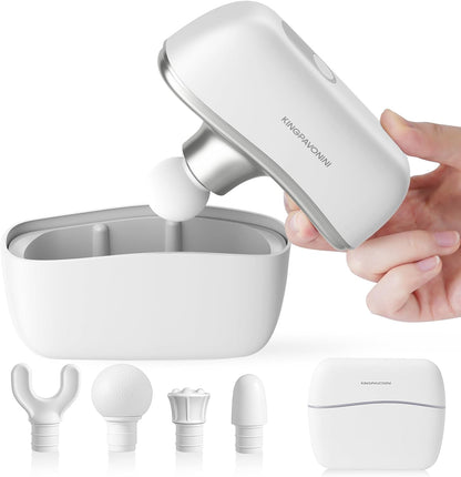 KingPavonini Mini Massage Gun with All-in-One Storage Case, Pocket-Sized Small Massage Gun Deep Tissue, 0.5 lbs Portable Percussion Massager for Travel, Gym, Gift for Women Men