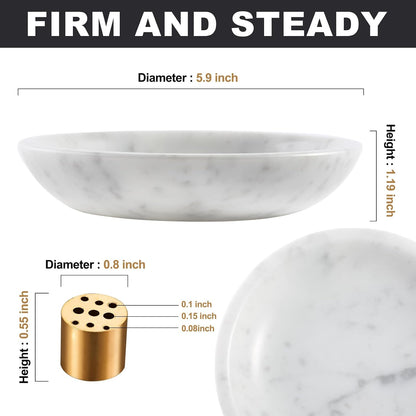 Koville Italian Travertine Incense Holder, 6" Incense Holders for Sticks, Sturdy Incense Burner Ash Catcher, Ideal for Meditation, Relaxing, Easy to Clean