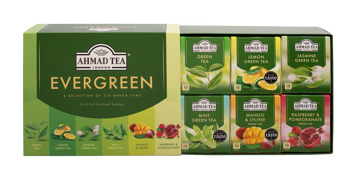 Ahmad Tea Variety Gift Box, 60 Foil Enveloped Teabags, Twelve Teas, 1 Count