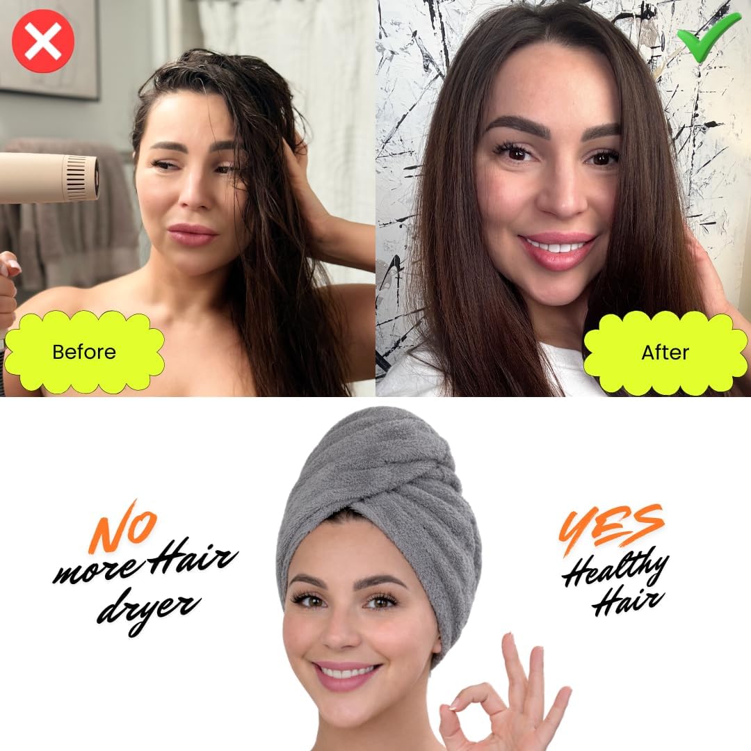 KELVO Microfiber Hair Towel Wrap for Women-Pack of 3, 350 GSM Super Absorbent Quick Dry Hair Turban Anti-Frizz Head Wrap for Curly, Long & Thick Hair Soft Hair Drying Towel (Checkered, Mixed Color)