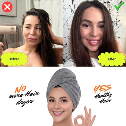 KELVO Microfiber Hair Towel Wrap for Women-Pack of 3, 350 GSM Super Absorbent Quick Dry Hair Turban Anti-Frizz Head Wrap for Curly, Long & Thick Hair Soft Hair Drying Towel (Checkered, Mixed Color)