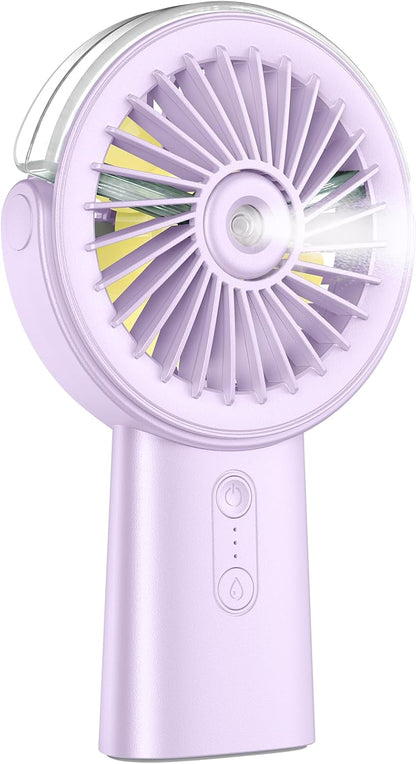 Otlonpe Handheld Misting Fan Portable, Small Personal Hand Held Rechargeable Mist Fan Water Spray, 4000mAh Battery Operated Hand Mister Fans 3-Speed, 4-15 Hrs Runtime for Travel Home Office Outdoor
