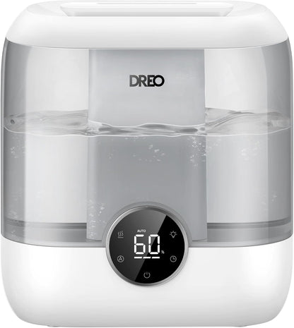 DREO 6L Humidifiers for Bedroom, 60H Runtime, 28 dB Quiet, HM524 | Precise Humidity Control, Easy to Refill & Clean, Nightlight, Cool Mist Humidifiers for Large Rooms, Baby Nurseries & Plants