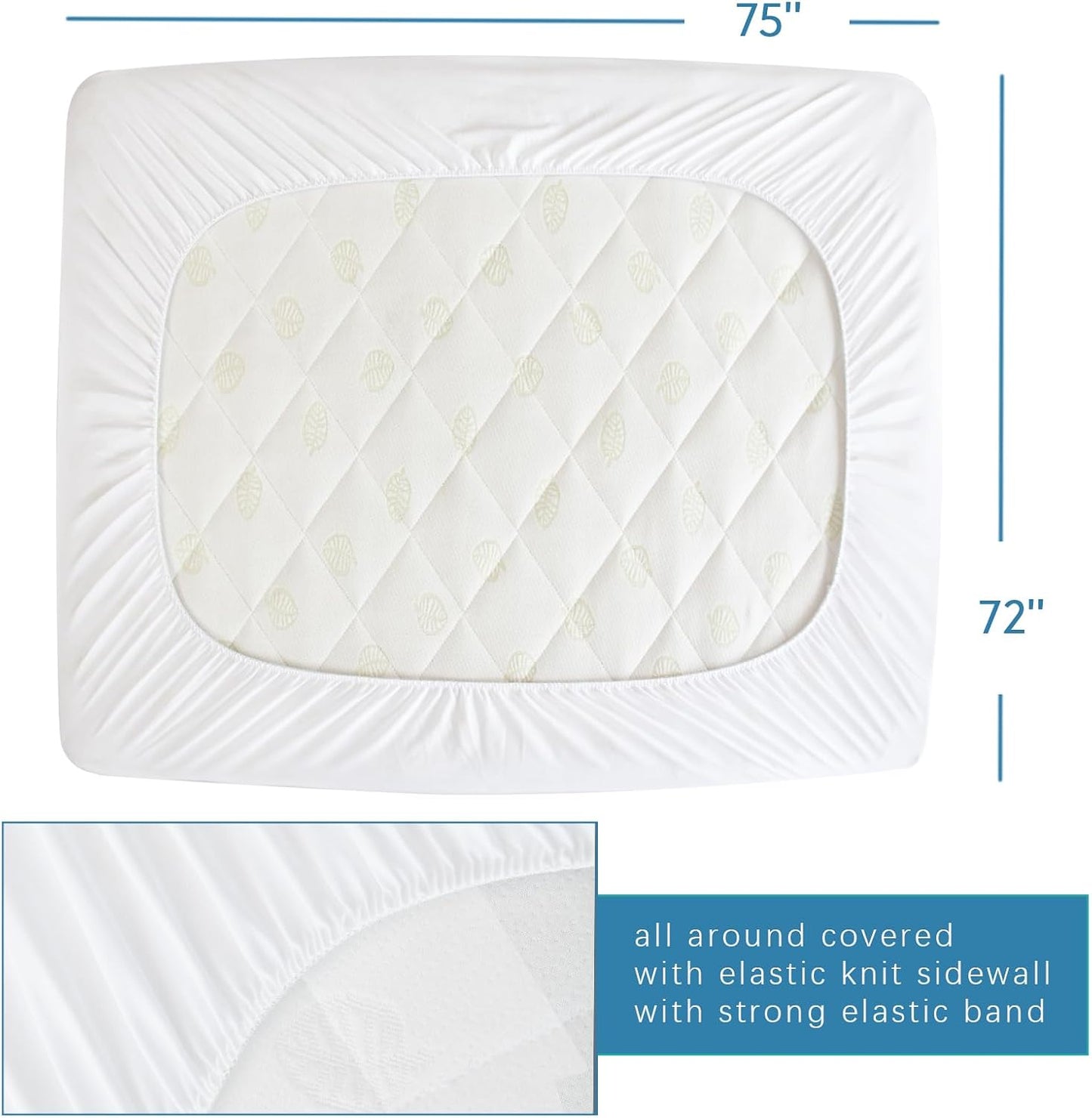 Queen Mattress Protector Waterproof Cover Absorbent Fitted Sheet up - 18'' Deep Pocket Mattress Cover Queen Size Bed Sheets, Terry Machine Wash Protection Mattress Protector