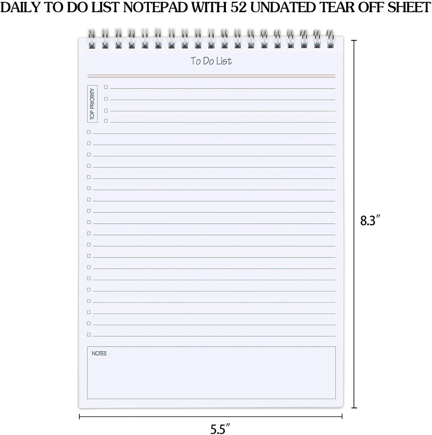 to Do List Notepad 3pcs/Set - Daily Planner Notepad Undated 60 Sheets Tear Off, 5.5" x 8.3" Planning Pad Checklist Productivity Note Pad for Work and Personal Organized