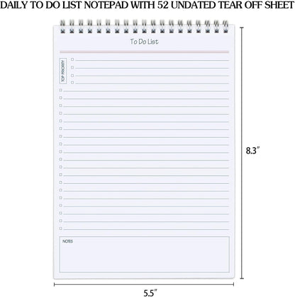 to Do List Notepad 3pcs/Set - Daily Planner Notepad Undated 60 Sheets Tear Off, 5.5" x 8.3" Planning Pad Checklist Productivity Note Pad for Work and Personal Organized