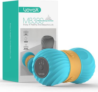 Vibrating Peanut Massage Ball Roller, Electric Double Lacrosse Massage Ball with 4 Intensities for Muscle Pain Relief, Rechargeable Deep Tissue Massage, Yoga Sports Fitness MB300 (Black)