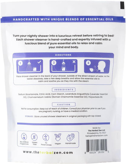 Sleepytime Lavender Shower Steamers Aromatherapy 10 Pack - Relaxing Shower Bombs with Pure Essential Oils for Relaxation and Unwinding - Spa Gifts for Women and Men - The Herbal Zen