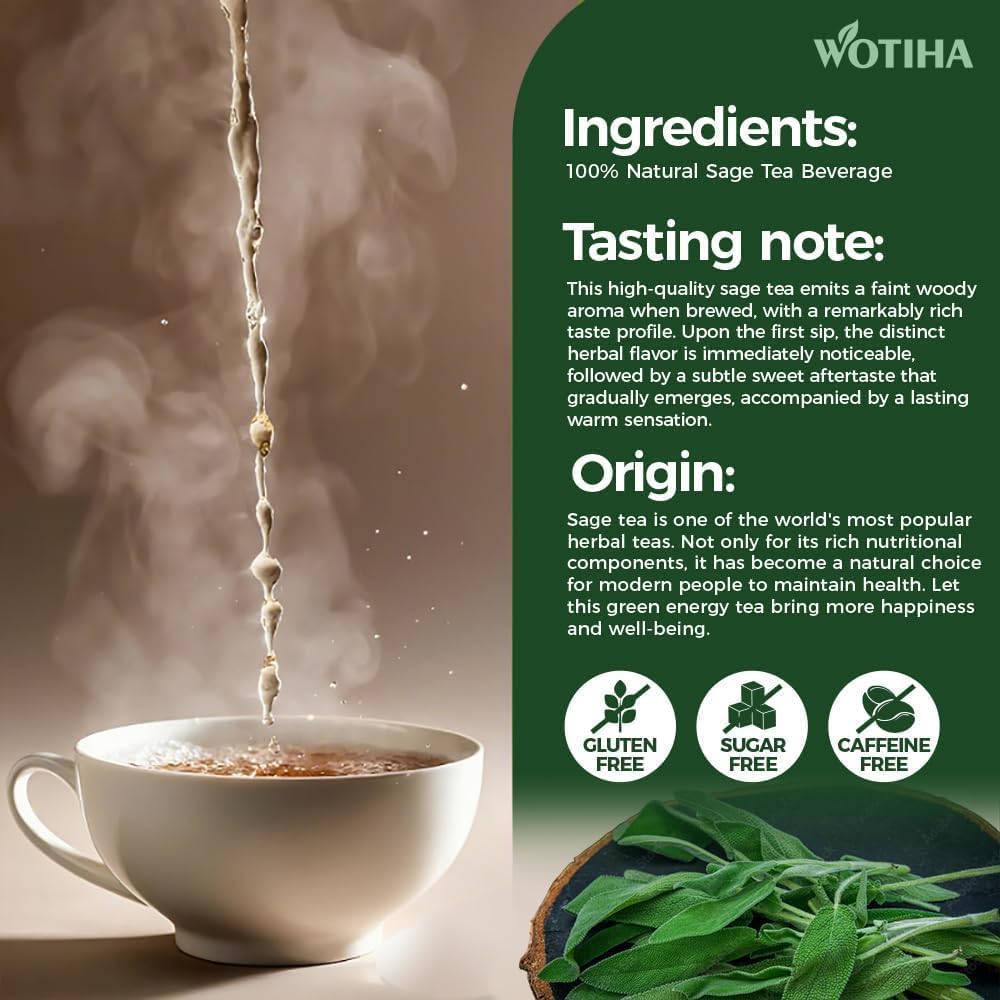 WOTIHA 60 Count Premium Lemon Balm Tea Bags - 100% Pure Natural Leaves, Lemony Citrusy Flavor, Supports Calming & Digestion, Caffeine-Free, Additive-Free, Sugar-Free, Vegan Non-GMO