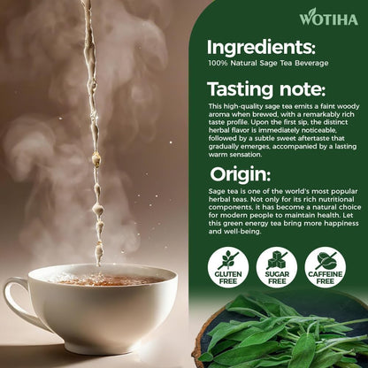 WOTIHA 60 Count Premium Lemon Balm Tea Bags - 100% Pure Natural Leaves, Lemony Citrusy Flavor, Supports Calming & Digestion, Caffeine-Free, Additive-Free, Sugar-Free, Vegan Non-GMO