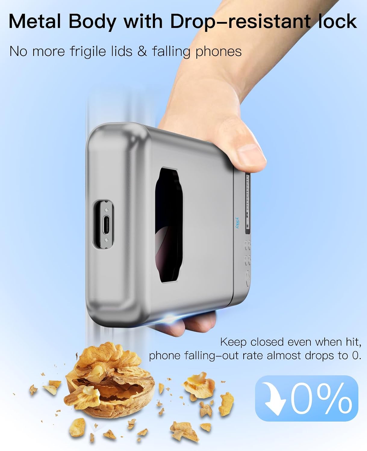ySky Metal Phone Lock Box with Timer,Portable Timed Phone Lock Box for iPhone and Android Phones, Self-Control Timer Phone Locker to Help Kids,Students to Reduce Screen time,Phone Jail Box