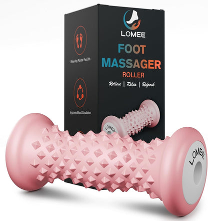 LOMEE Foot Roller Massager for Plantar Fasciitis, Foot Arch and Heel Pain Relief, Deep Tissue Muscle Massage, Feet Ergonomic & Rounded Top Design