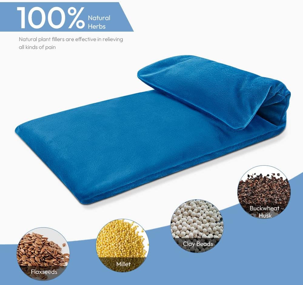 MORLIDEN Neck Heating Pad Microwavable for Shoulders, Warmer Wrap Microwave Heating Pad for Neck and Shoulders for Pain Relief (Navy Blue)