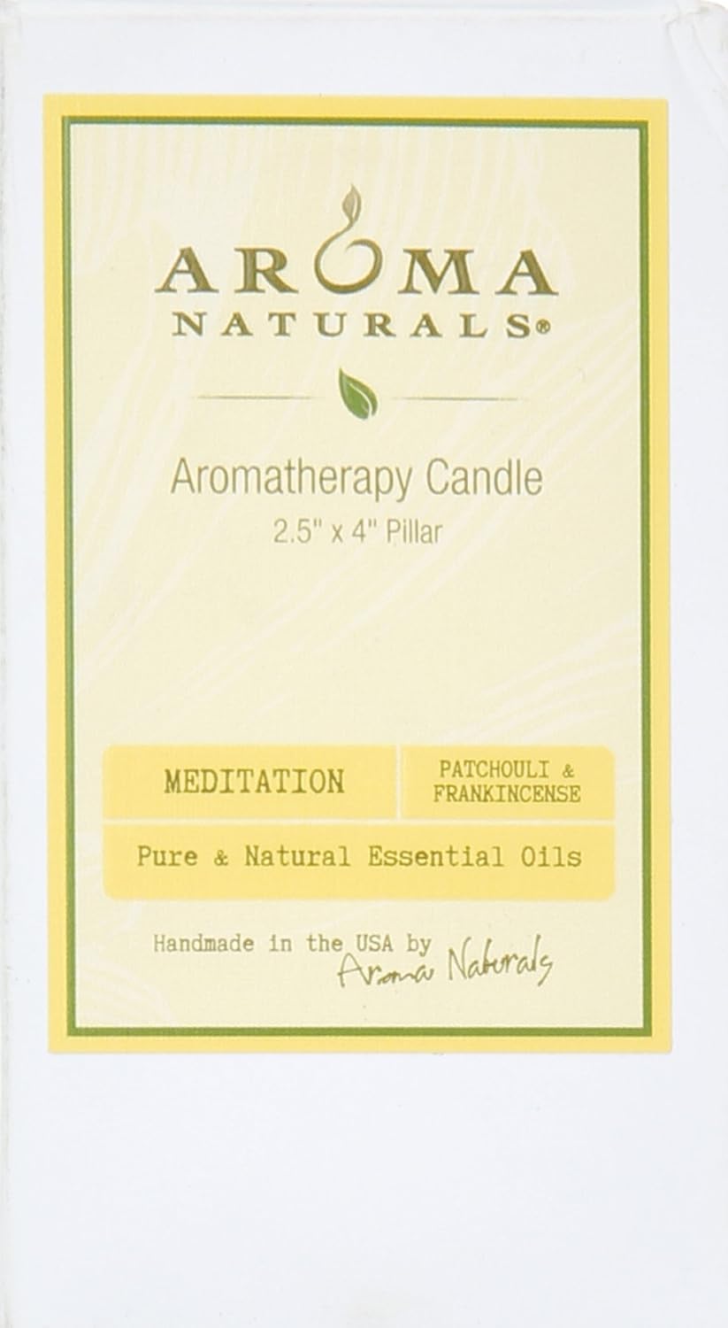 Aroma Naturals Essential Oil Orange and Lemongrass Scented Pillar Candle, Ambiance, 2.5 inch x 4 inch, Yellow