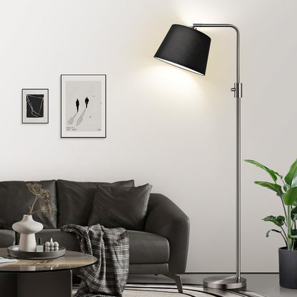 【Upgraded】 Dimmable Floor Lamp, 1000 Lumens LED Edison Bulb Included, Arc Floor Lamps for Living Room Modern Standing Lamp with Linen Shade, Tall Lamp for Bedroom Office Dining Room- Black