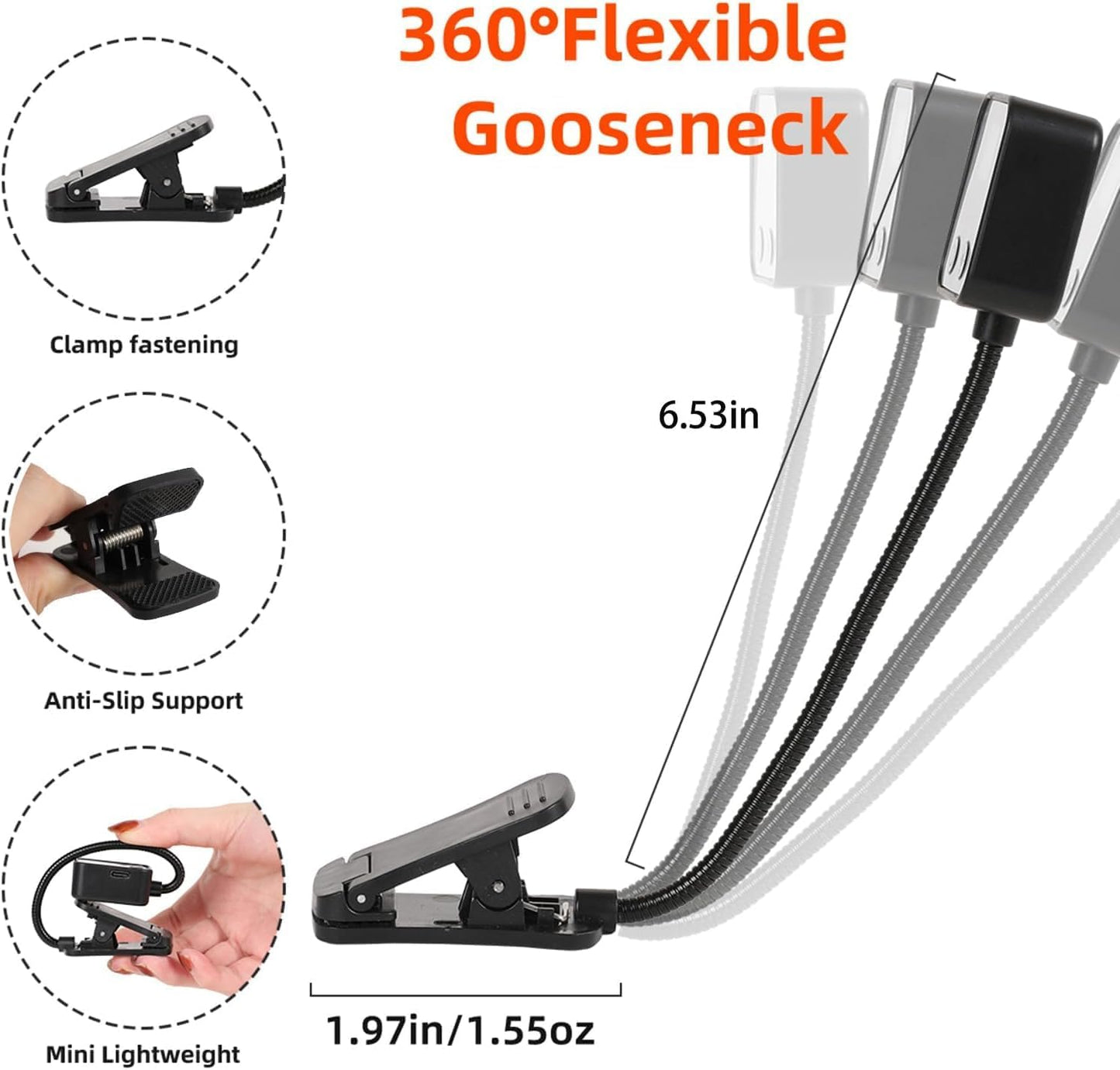 4 Pack Reading Light with 3 Color Temperature, 6 LED Book Clip Lamp for Reading in Bed, Easily Clip on to a Small Mini Lightweight Book Lights for Read Book Lovers