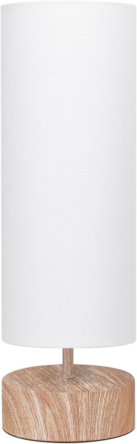 Touch Table Lamp, 3-Way Dimmable Modern Minimalist Accent Bedside Lamp with Cylinder Fabric Shade, Night Light Nightstand Desk Lamp for Bedroom Living Room Kitchen, 9W LED Bulb Included