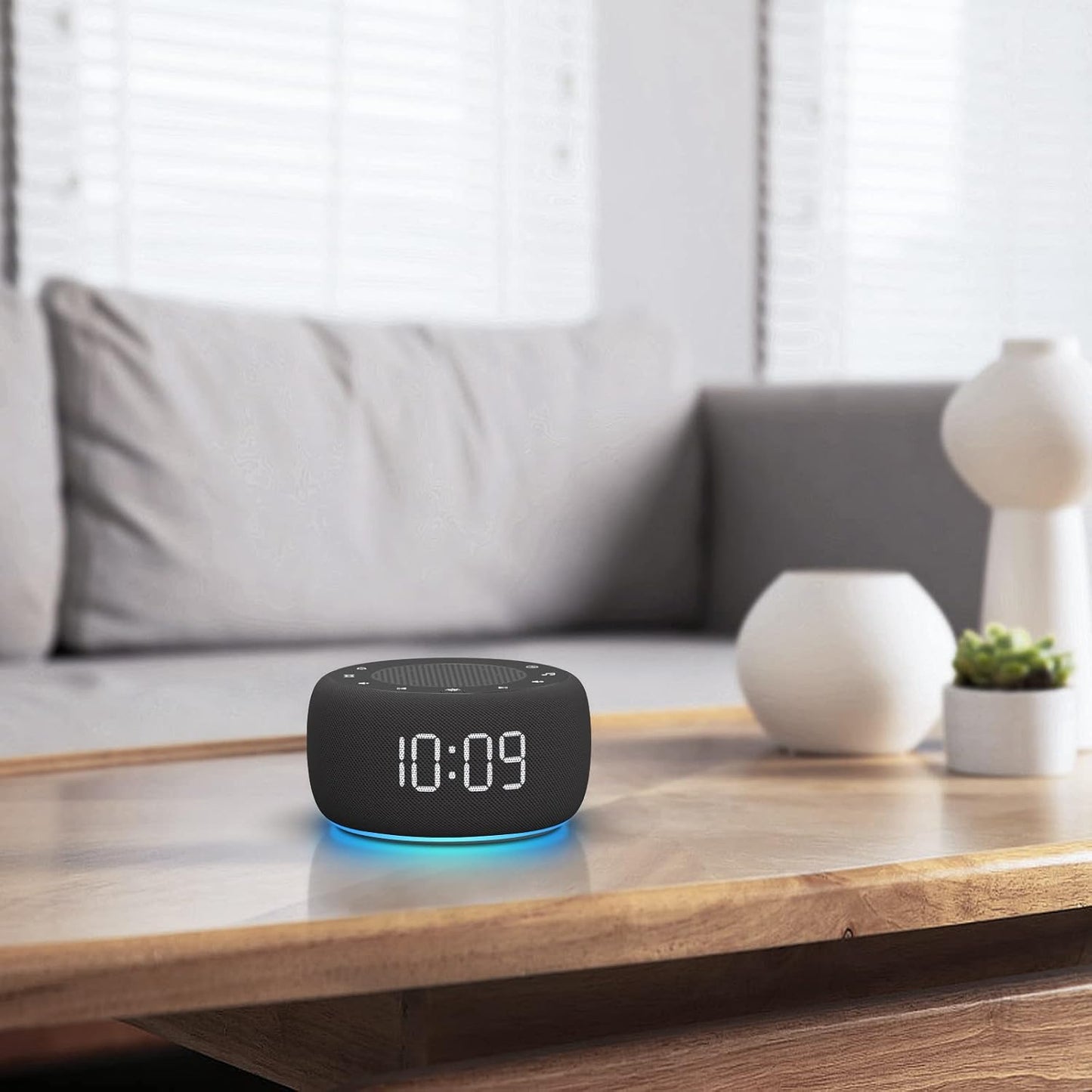 Buffbee Alarm Clock with Sound Machine for Bedrooms – 2-in-1 White Noise Machine for Sleep, Gentle Wake-Up with Soft Alarm Sounds, Ambient Night Light, Plug-in, Sleep Better, Wake Gently