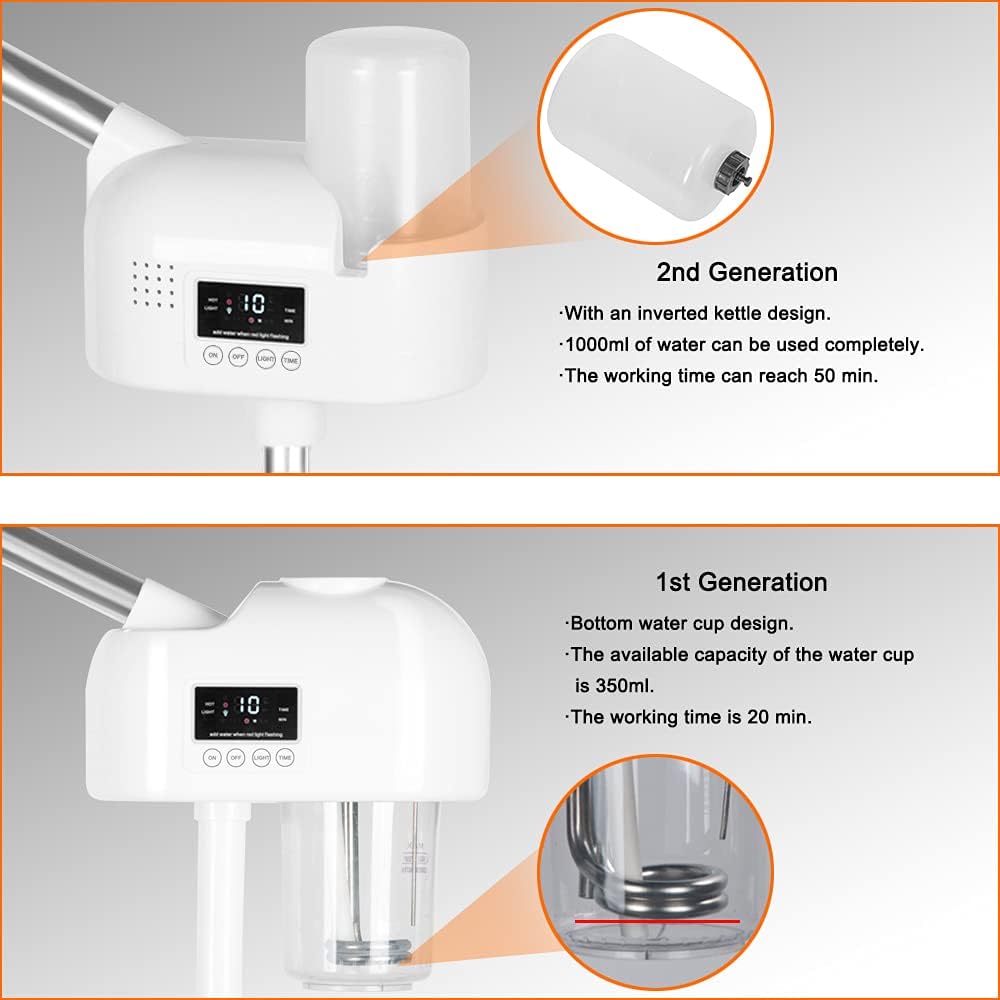 Facial Steamer with Hot Mist, Esthetician Barber Steamer, Height Adjustable & Rotatable Nozzle, for Home & Salon SPA