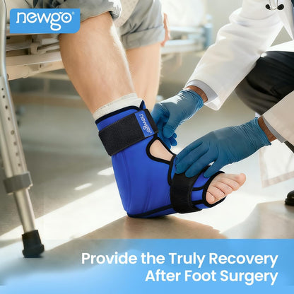 NEWGO Foot Ice Pack Wrap for Plantar Fasciitis Relief, 360° Full Coverage Reusable Gel Ice Boot for Heel & Ankle Pain, Cold Compression for Swelling, Achilles Tendonitis & Ankle Sprain- Black