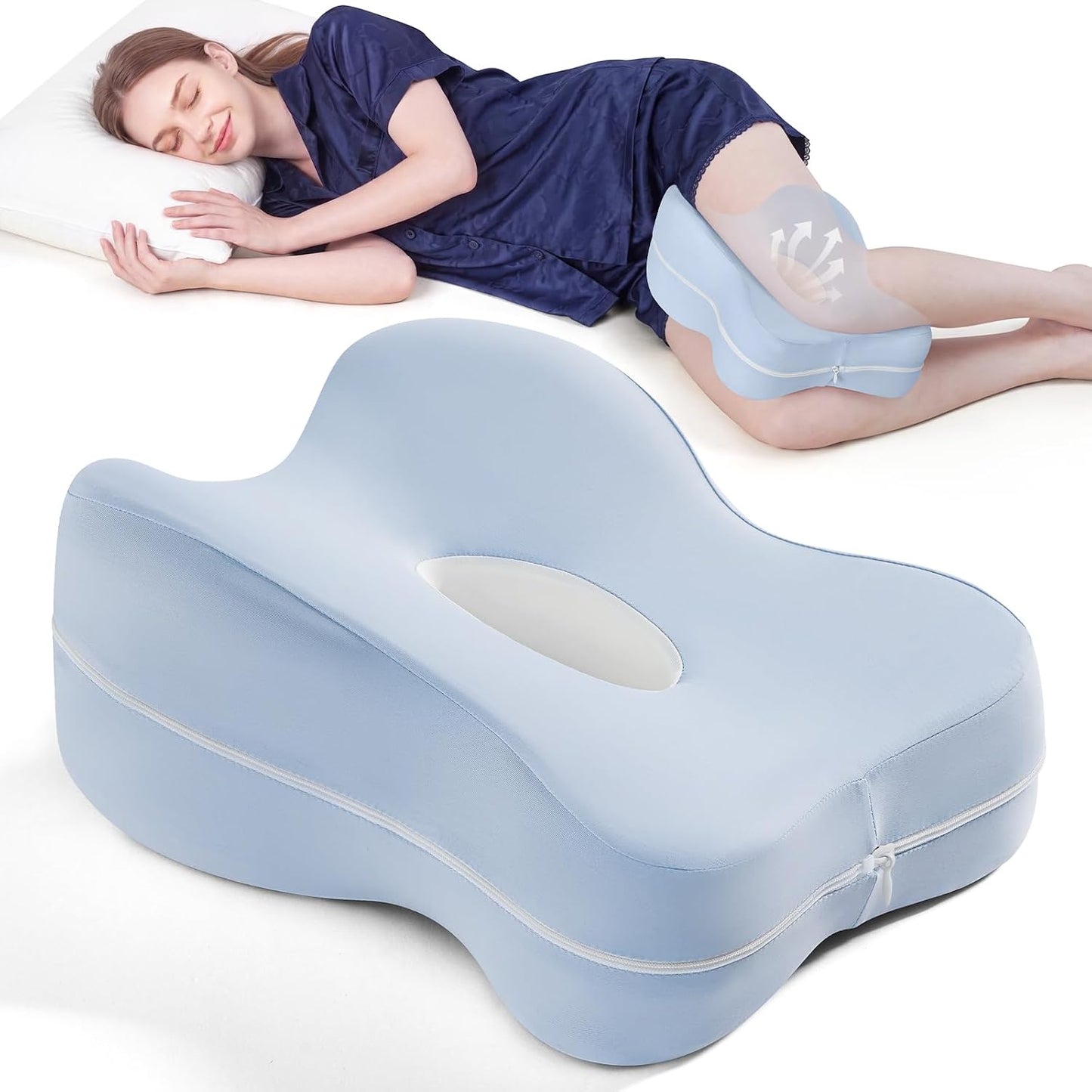 13" Extended-Length Knee Pillow for Side Sleepers with Full Thigh Support | Memory Foam Leg Pillow for Side Sleeping with Airflow Vent Reduces Heat – No Stiffening, Relieves Back/Hip/Knee Pain