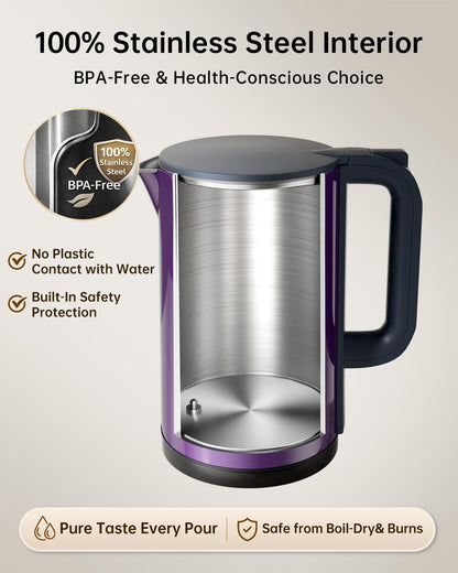 Electric Kettle with Temperature Control, 1.7L Hot Water Kettle for Tea, Coffee & Daily Use, 5 Presets, 2H Keep Warm, Stainless Steel Interior, Auto Shut-Off, Cordless Electric Tea Kettle, Blue