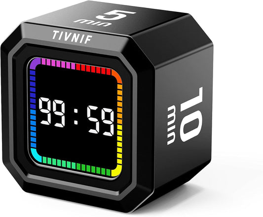 Kitchen Timer Visual Timer for Kids Color Display Gravity Sensor Cube | Digital Pomodoro Timer with Loud Alarm, Magnetic Back, Easy Use for Cooking, Classroom, Study & Productivity