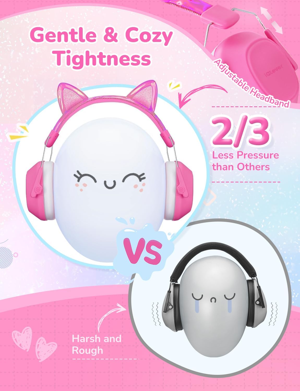 iClever Noise Cancelling Headphones for Kids Adults, SNR 29dB Safety Noise Reduction Ear Muffs for Autism Sensory &Concentration Aid, Ear Hearing Protection for Fireworks/Event/Monster Jam/Concert