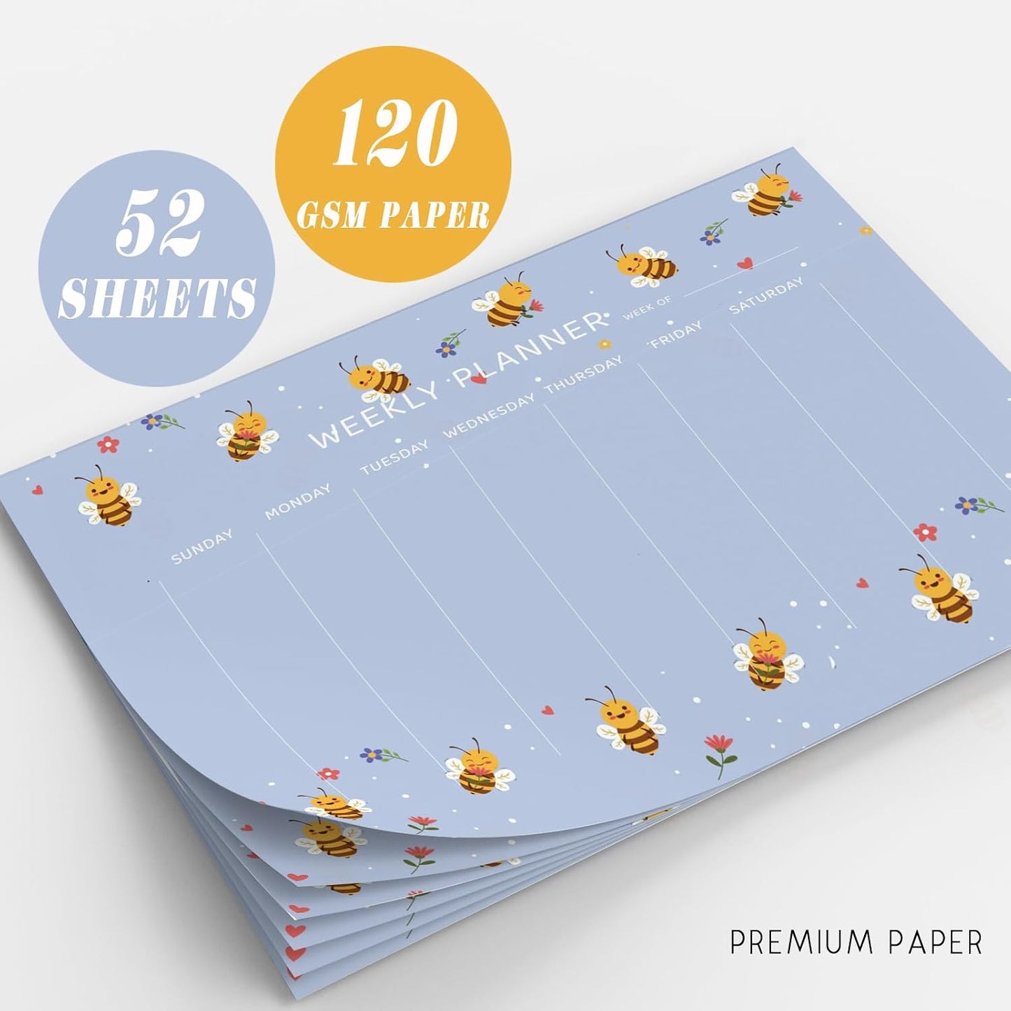 Undated Weekly Planner Notepad, 52 Sheet Tear-Off Weekly To Do List Notepad, Desk Planner Pad Calendar, Blank Calendar for Daily Habit Tracking/Menu Planning(8.26"x11,69")