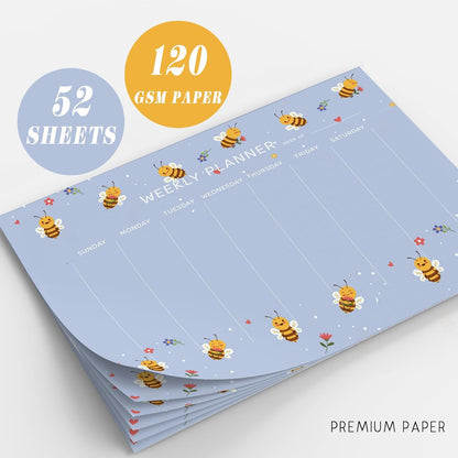 Undated Weekly Planner Notepad, 52 Sheet Tear-Off Weekly To Do List Notepad, Desk Planner Pad Calendar, Blank Calendar for Daily Habit Tracking/Menu Planning(8.26"x11,69")
