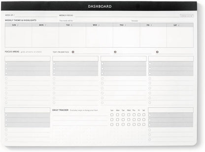 Dashboard Weekly Planner Desk Pad w/Daily Habit Tracker for Work & Study