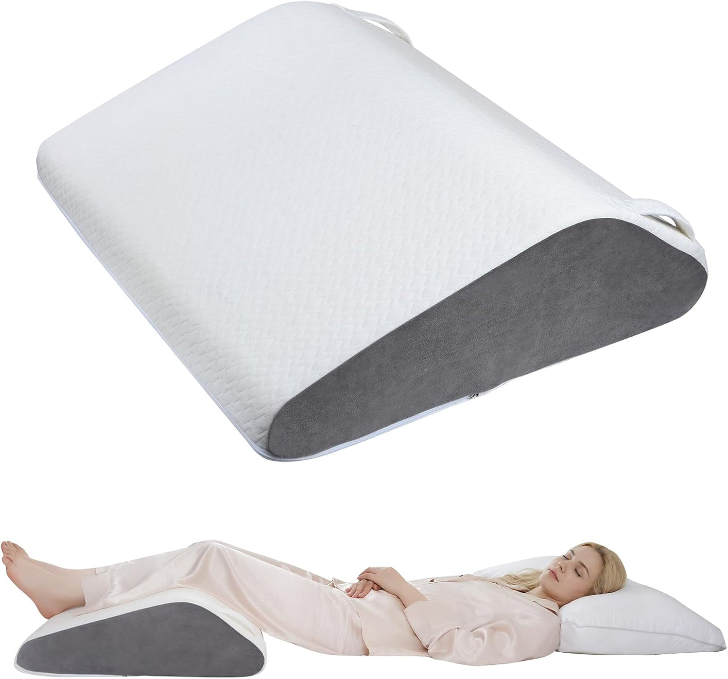 Vekkia 24" x 24" x 5.5" Bed Wedge Pillow for Sleeping – Triangle Pillow for Sleep Apnea, Acid Reflux, Snoring & Back Support, Post-Surgery Recovery, with Pockets & Washable Cover