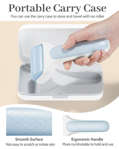 MORGLES Ice Roller for Face, Premium Facial Roller for Puffiness, Dark Circles and Lymphatic Drainage, Cold Face Roller for Women Self Care with Carry Case