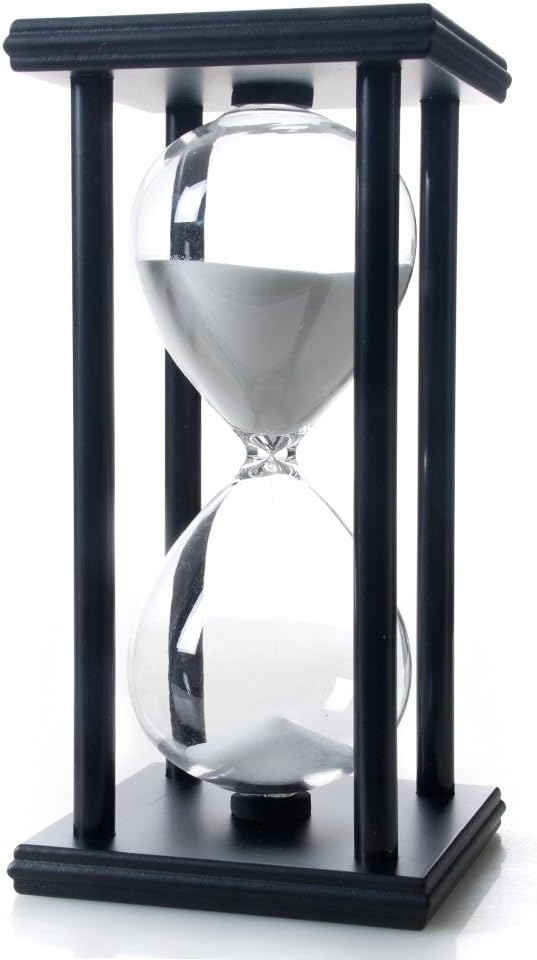 60 Minutes Hourglass, Wood Sand Timer, White | 4 x 4 x 8 inch Sand Clock