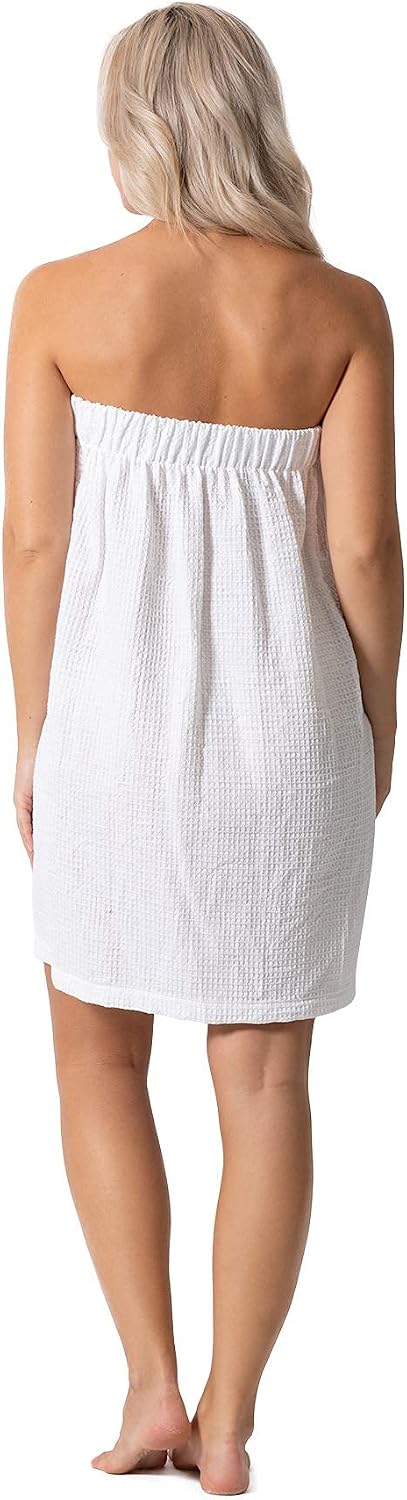 Turkish Linen Women’s Waffle Spa Body Wrap with Adjustable Closure