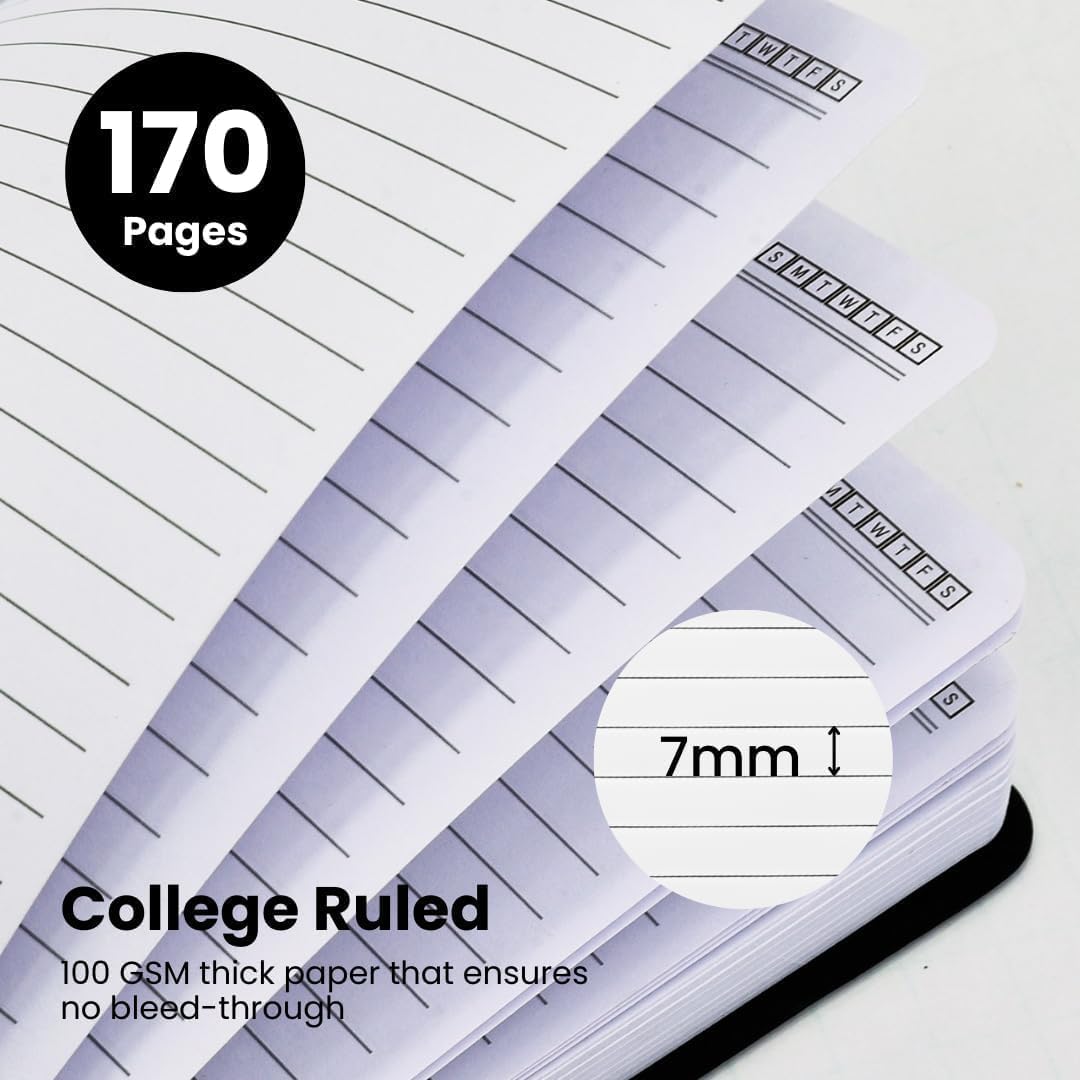 Nextnoid Lined Spiral Notebook Journal For Women & Men - A5(5.8" x 8.3") 170 Pages, Hardcover Notebooks for Work & Note Taking, College Ruled Journals for Writing - Grey