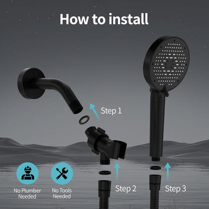 SR SUN RISE NSF Certified Filtered Shower Head with Handheld for Hard Water to Remove Chlorine High Pressure 9-Spray Setting (with Power Wash) Anti-Clog Nozzles (1 Filter, Chrome Silver)