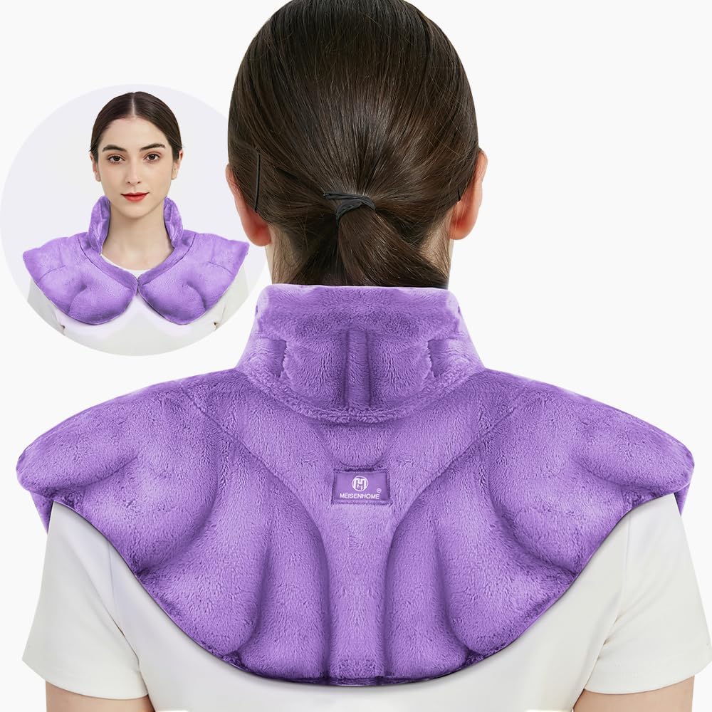 Microwavable Heat Pad for Neck and Shoulders, Weighted Microwave Moist Heating Wrap for Pain Relief Sore Muscle Stress Tension, Heated Wrap with Aromatherapy, Hot & Cold Compress, Grey
