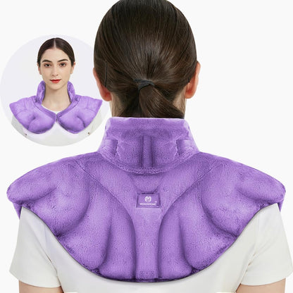 Microwavable Heat Pad for Neck and Shoulders, Weighted Microwave Moist Heating Wrap for Pain Relief Sore Muscle Stress Tension, Heated Wrap with Aromatherapy, Hot & Cold Compress, Grey