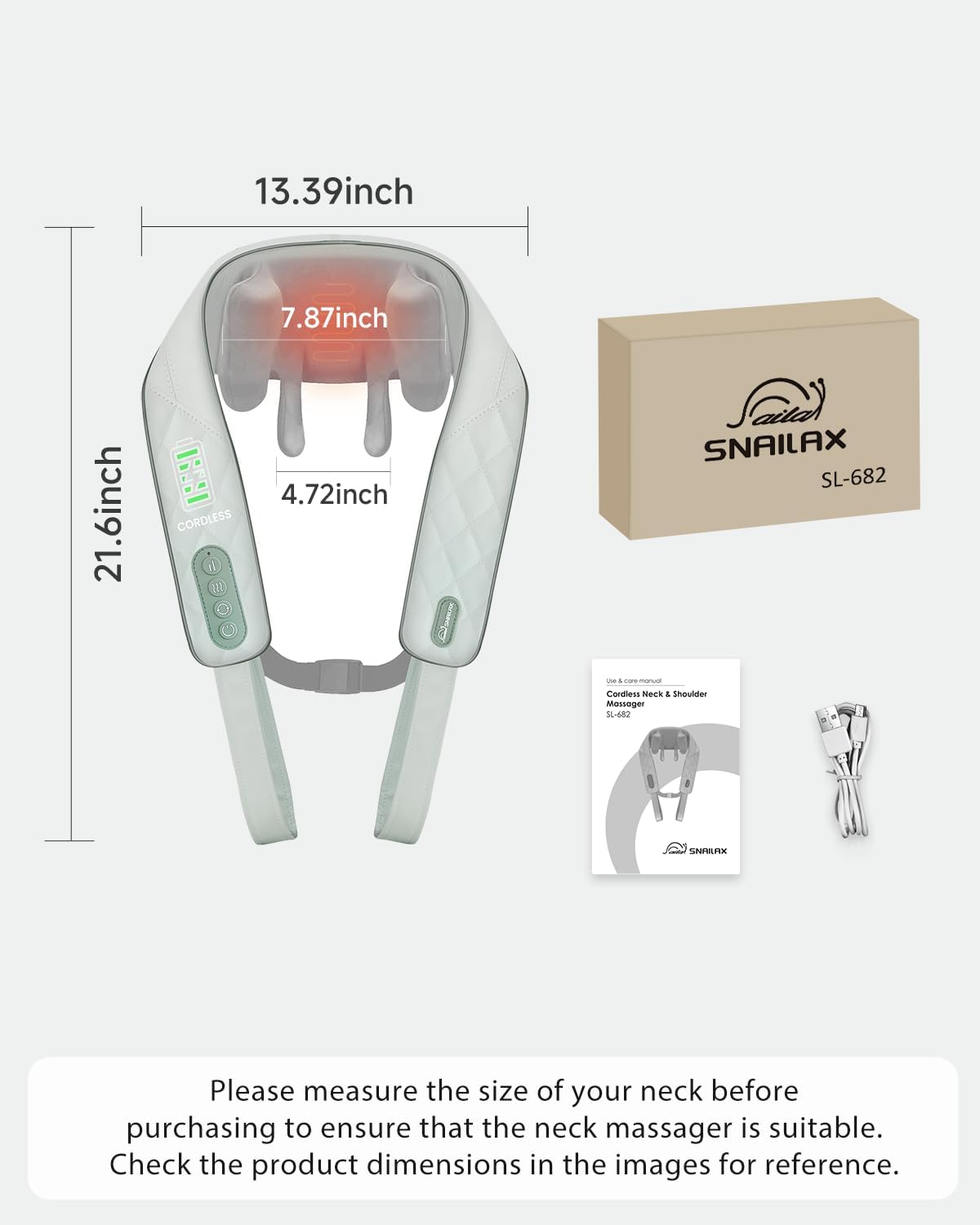 Snailax Cordless Neck Massager with Heat for Pain Relief Deep Tissue, 4D Kneading,Rechargeable Shiatsu Back Neck Massager for Neck, Shoulders Back，Gift for Father