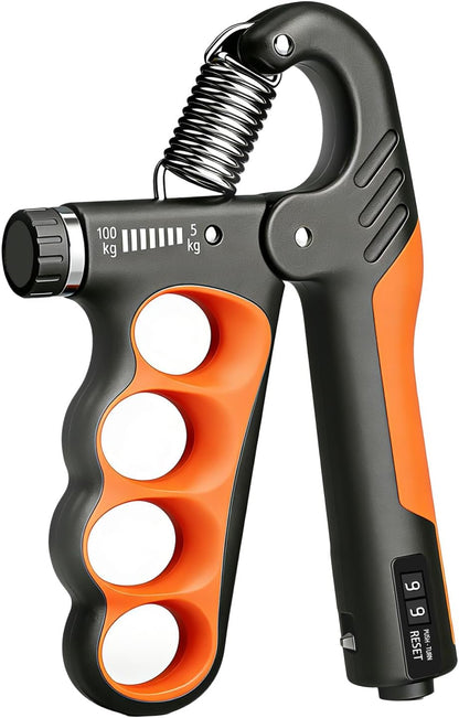 Hand Gripper Strengthener, 11-220LBs Adjustable Resistance Grip Strength Trainer with Counter, Forearm Exerciser for Injury Recovery and Muscle Building
