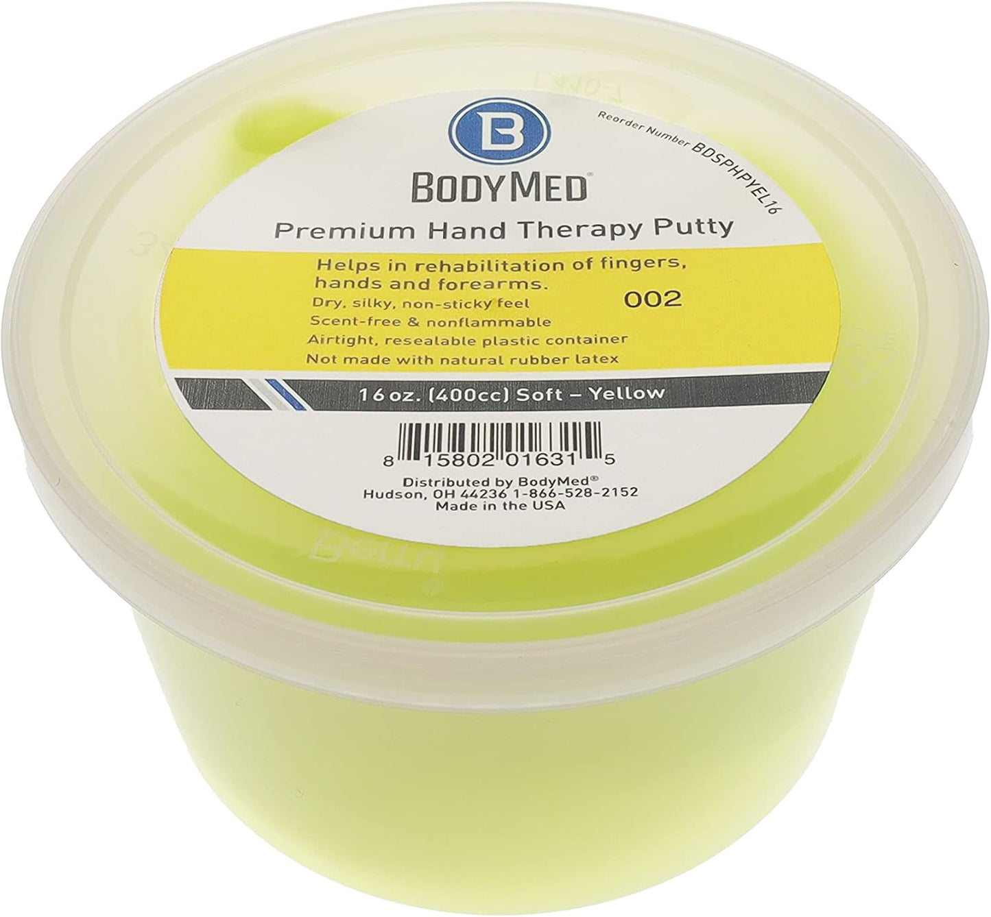 BodyMed Premium Hand Therapy Putty, Yellow, 6 Oz., Soft, Strengthening Therapy Putty for Physical Rehabilitation