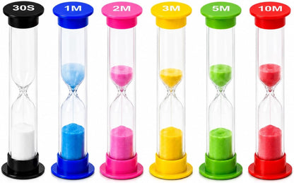 I-MART Plastic Sand Timer Sandglass Hourglass Sand Clock Timer 30 sec, 1 min, 2 mins, 3 mins, 5 mins, 10 mins (Pack of 6)